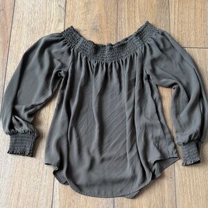 Women's Off-Shoulder Smocked Top - Olive